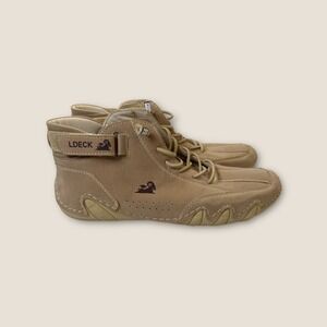 Lansgeling LDECK‎ Men Sz 7  Womens 8.5 EU 39 High top Beige Italian Suede Chukka